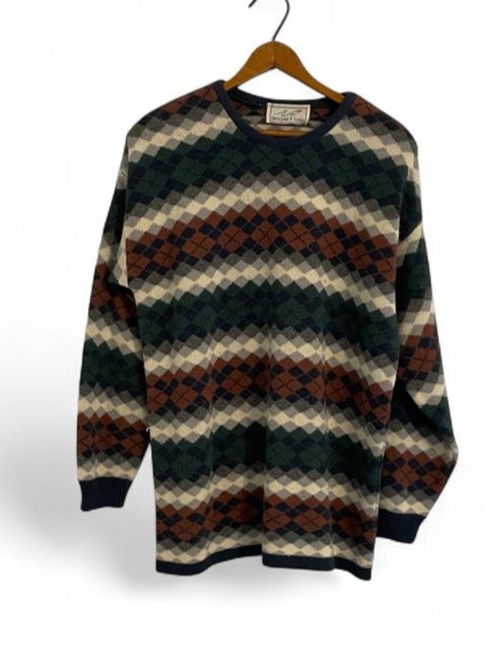 Christopher & Banks Vintage 90s Argyle Diamond Multicolor Women's XL Sweater
